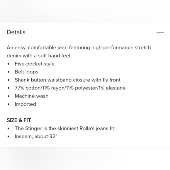 Rolla's Stinger Skinny Fit Ford Blue size 31W 32L - Picture 14 of 14